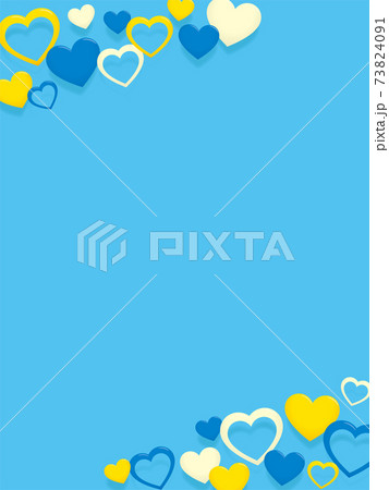 ホワイトデーの背景フレーム 3色のハートのイラスト素材