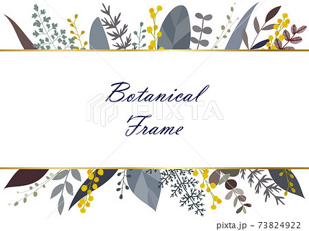 花や葉などボタニカルフレームのイラスト素材 ベクター 白背景 切り抜き のイラスト素材