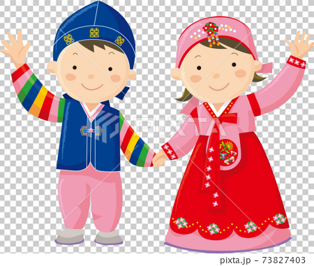 民族衣装を来た韓国の子供 73827403