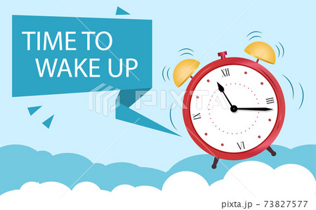 The concept of an alarm clock wakes up from sleep. Banner Time to wake up. 73827577