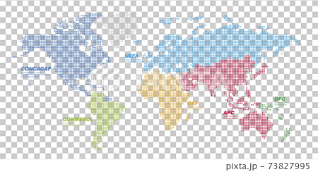 丸いドットでできた国際サッカー連盟の地図　大西洋中心 文字あり 73827995