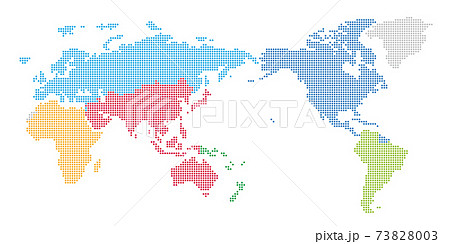 角丸正方形のドットでできた国際サッカー連盟の地図　太平洋中心 文字なし 73828003