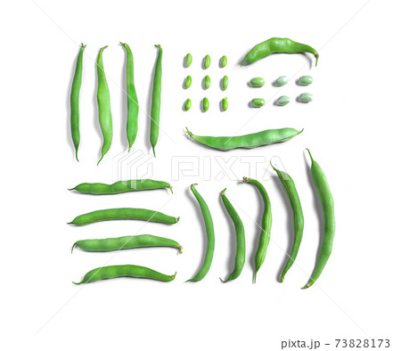 Green bean pods isolated on a white background Green bean pods isolated on a white background 73828173