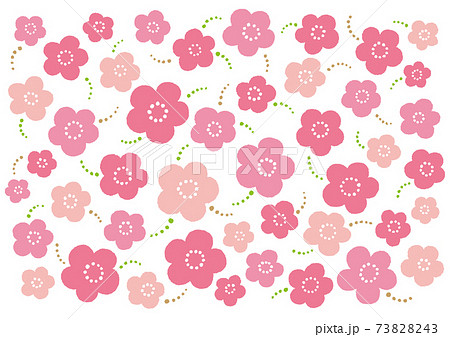 ピンク系のかわいい花柄パターンのイラスト素材 7343