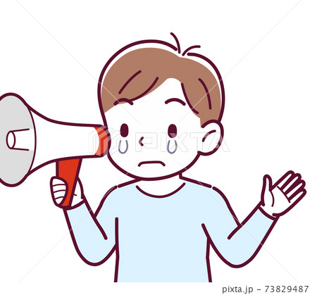 Cheerful boy in blue clothes_A_speaker_sad03.eps 73829487