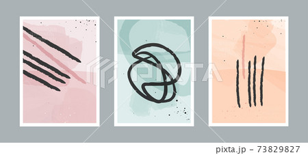 Modern abstract line minimalistic arts background with different shapes for wall decoration, postcard or brochure cover design. Vector illustrations design. 73829827