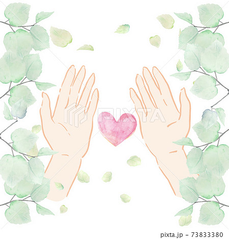 水彩　ハート　医療　環境　エコ　福祉　リサイクル　緑　葉　エコ　植物　優しさ 73833380