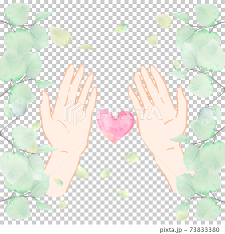 水彩　ハート　医療　環境　エコ　福祉　リサイクル　緑　葉　エコ　植物　優しさ 73833380