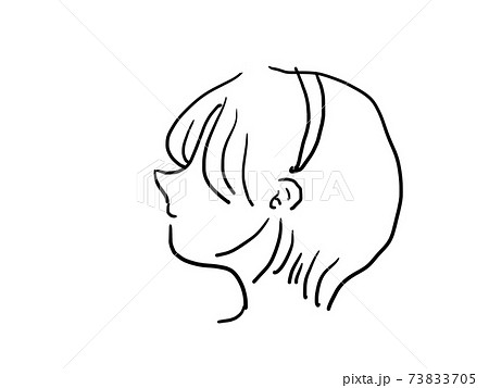 カチューシャをつけた女の子の横顔のイラスト素材