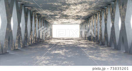 concrete architecture building tunnel hallway with bright sun lighting 3d render illustration 73835201