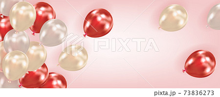 Festive background with air balloons. Holiday design for party, birthday, anniversary, Valentines day, wedding. Template for greeting card, banner, poster, invitation, flyer 73836273