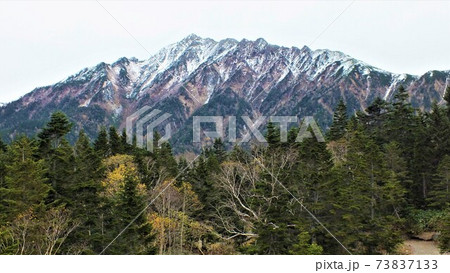 岐阜県高山市の北アルプス穂高岳の千石尾根に敷設された新穂高ロープウエイから観た秋の紅葉の大パノラマ 岐阜県高山市の北アルプス穂高岳の千石尾根に敷設された新穂高ロープウエイから観た秋の紅葉の大パノラマ 73837133