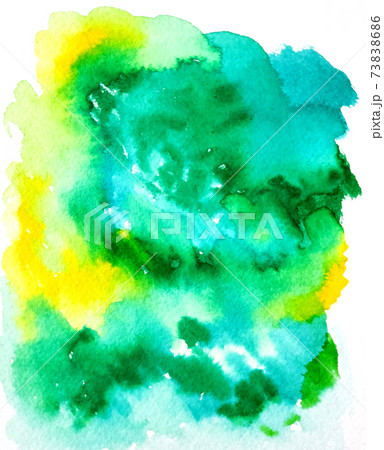 水彩 緑系のにじみのイラスト素材