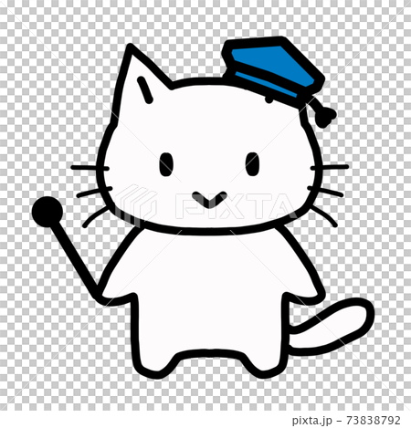 指示棒を持つ猫の線画のイラストのイラスト素材 指示棒を持つ猫の線画のイラストのイラスト素材