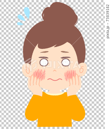 一個女人的臉上皮膚粗糙 73839182