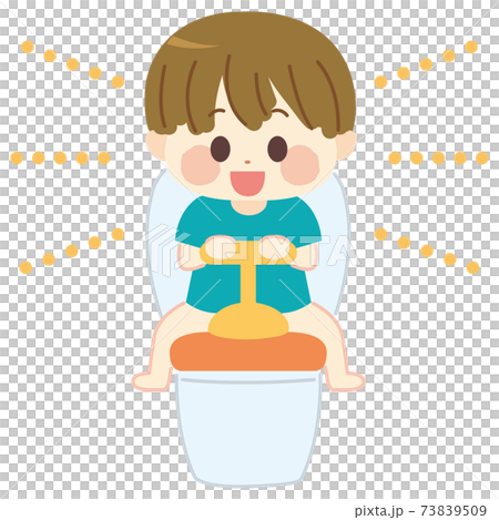 補助便座に座って喜ぶ子供 補助便座に座って喜ぶ子供 73839509