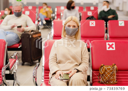 Woman travelling by plane Woman travelling by plane 73839769