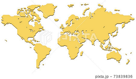 世界地図 影あり 簡略化されたアウトラインの世界地図 のイラスト素材 7396