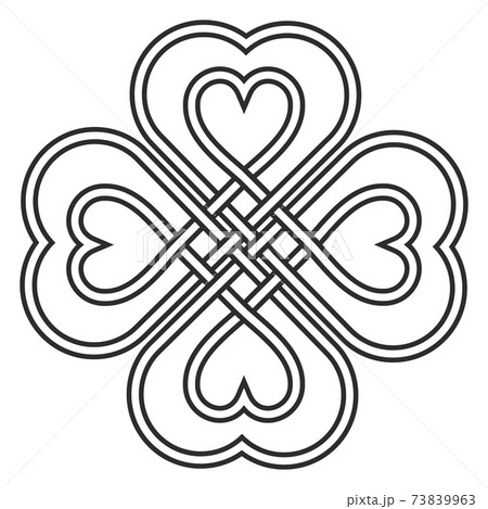 Celtic heart knot in the shape of a clover leaf bringing good luck and love vector knitted heart 73839963