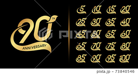 Set of anniversary logotype. Golden anniversary celebration emblem design. 73840546