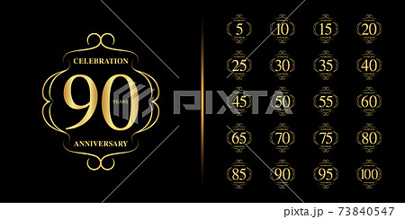 Set of anniversary logotype. Golden anniversary celebration emblem design. 73840547