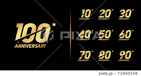 Set of anniversary logotype. Golden anniversary celebration emblem design. 73840548