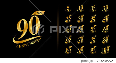 Set of anniversary logotype. Golden anniversary celebration emblem design. Set of anniversary logotype. Golden anniversary celebration emblem design. 73840552