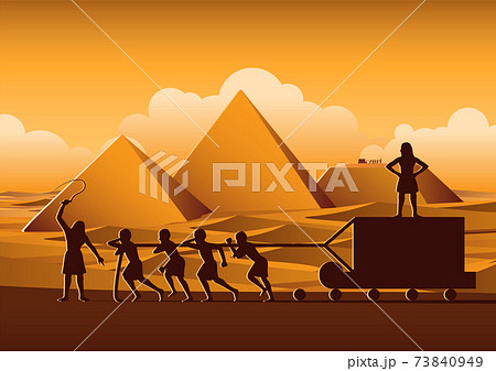 Building Pyramid in Egypt in ancient time use men to be slave the whole day,cartoon version 73840949