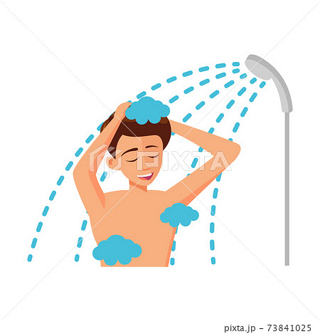 flat design of cartoon character of man take a shower flat design of cartoon character of man take a shower 73841025