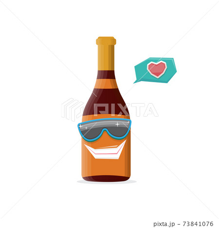 vector funny cartoon red wine bottle character with sunglasses isolated on white background. funky smiling glass wine bottle character design template for wine menu or wine map. 73841076