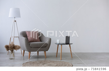 Workplace for online remote work or boho design for relax 73841596