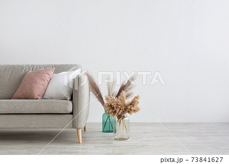 Boho and minimal in interior, scandinavian design and light room at home Boho and minimal in interior, scandinavian design and light room at home 73841627