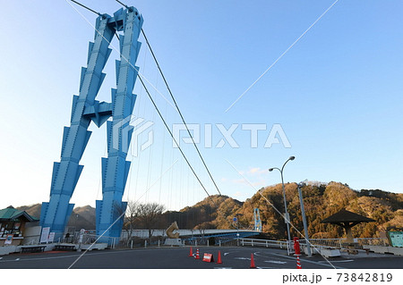 茨城　常陸太田　竜神大吊橋と丸ポスト 73842819