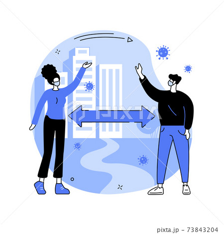 Social distancing abstract concept vector illustration. 73843204