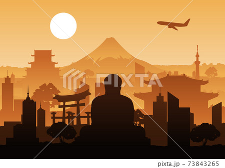 Japan landmark silhouette design 73843265