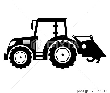 トラクター 農業機械 白黒シルエットのイラスト素材