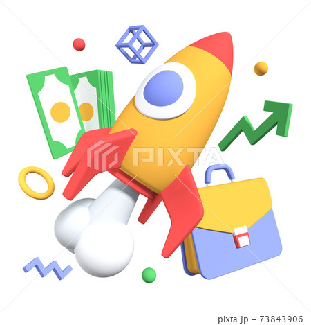 Launching a new project - modern colorful realistic 3d illustration Launching a new project - modern colorful realistic 3d illustration 73843906