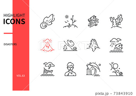 Disasters - modern line design style icons set 73843910