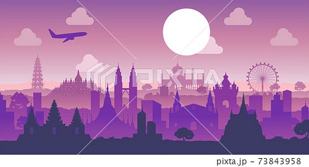 famous landmark of southeast Asia,travel destination,silhouette design 73843958