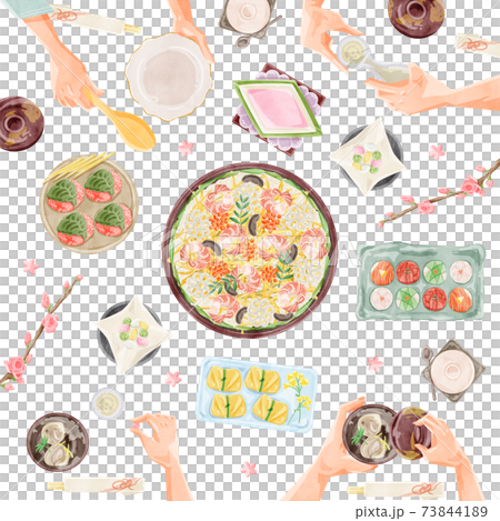 ひな祭りの食卓イラストのイラスト素材