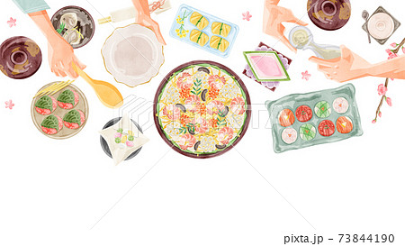 ひな祭りの食卓イラスト 73844190