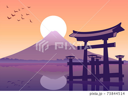 The Torii famous landmark of Japan,silhouette style The Torii famous landmark of Japan,silhouette style 73844514