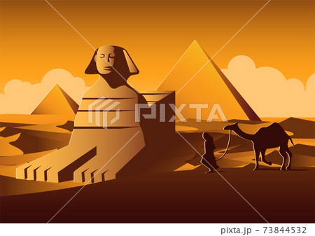 Sphinx and Pyramid famous landmark of Egypt,cartoon version Sphinx and Pyramid famous landmark of Egypt,cartoon version 73844532