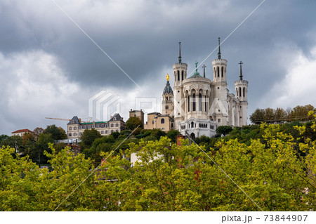 The Basilica of Notre-Dame of Fourviere in Lyon, France, Europe 73844907