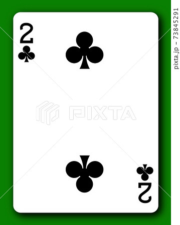 Two of Clubs playing card with clipping path to remove background and shadow 2 Deuce 3d illustration 73845291