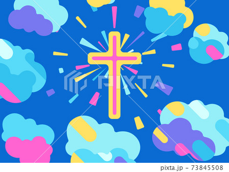 Happy Easter illustration with cross. Happy Easter illustration with cross. 73845508