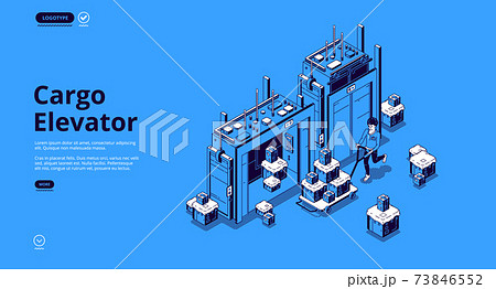 Cargo elevator or lift isometric landing page Cargo elevator or lift isometric landing page 73846552