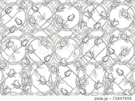 Vintage roses seamless pattern, background in art nouveau style, Vintage roses seamless pattern, background in art nouveau style, 73847956