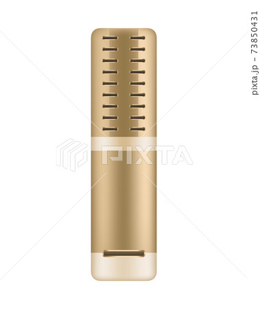 Microphone. Recorder or dictaphone for reporters. Record for multimedia. Audio podcast broadcast or music record technology. Broadcasting concert equipment 73850431