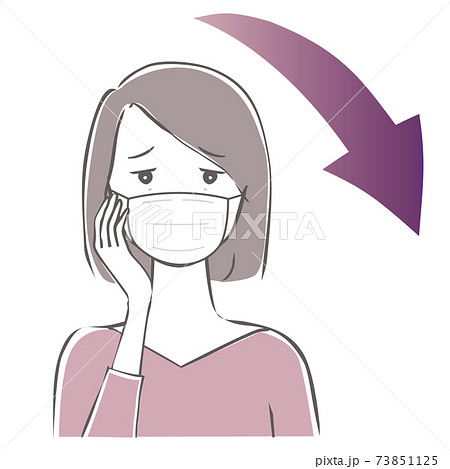 ストレスフルなマスク姿の中年女性 73851125